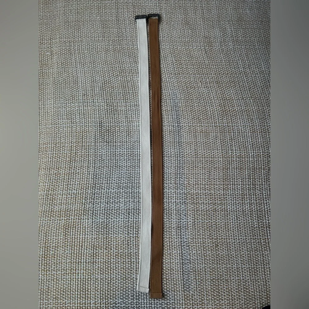 Set of 2 men’s 100% cotton woven belts size 28-30 tan and camel